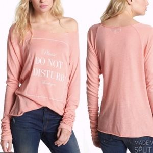 Wildfox DO NOT DISTURB wide neck baseball T